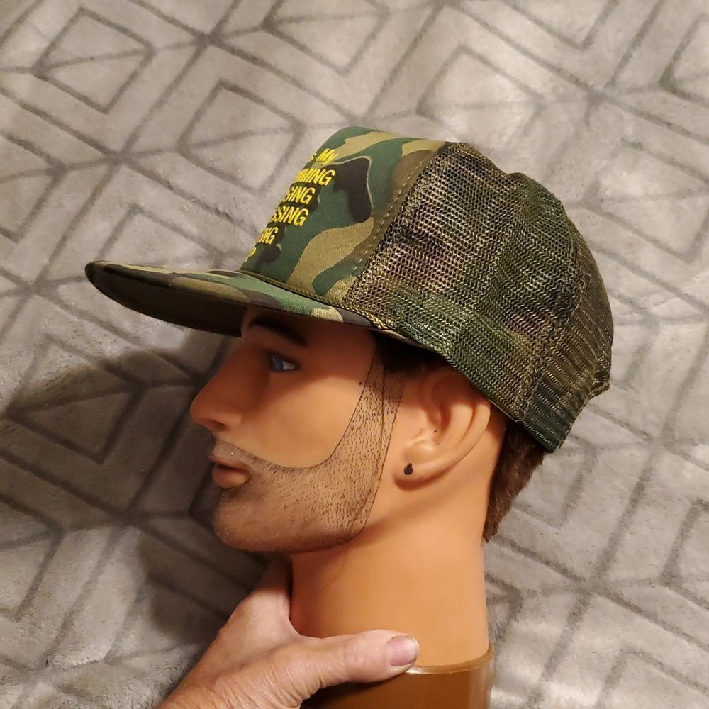 Vintage 80's Gun Jamming Beer Missing Funny Hunting Trucker Hat - Picture 2 of 7